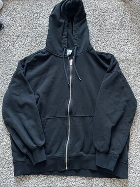 H&M Black Full-Zip Hooded Sweatshirt